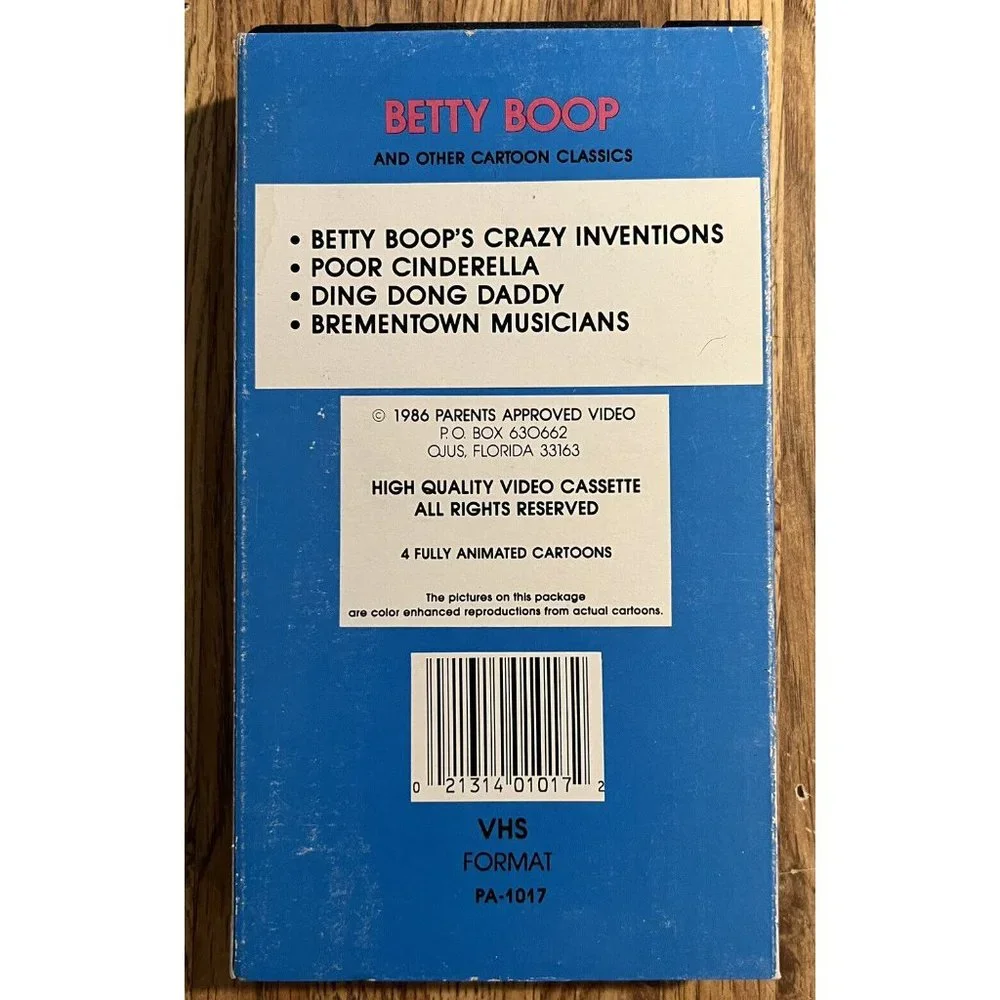 Betty Boop and Other Cartoon Classics - (VHS, 1986) PA-1017